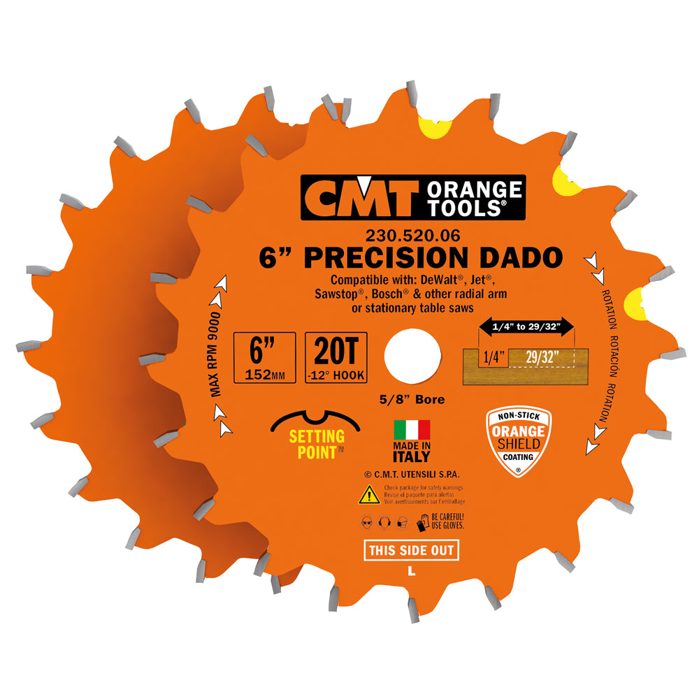 Precision Dado Saw Blade 6" Hw D= 152X3,2X15,87 Z=20 Ftg+Atb