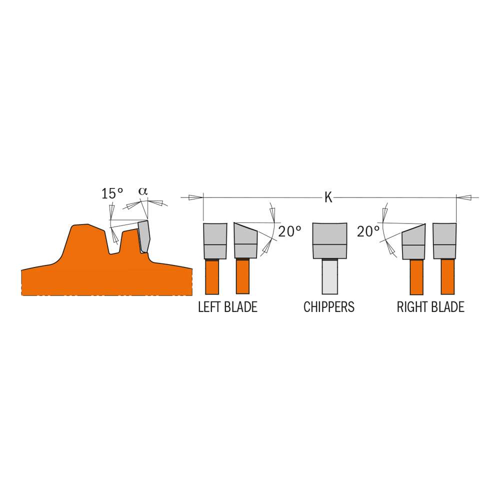 Locked Dado Pro Saw Blade 8" D=203X3,2X15,87 Z12 FTG+ATB