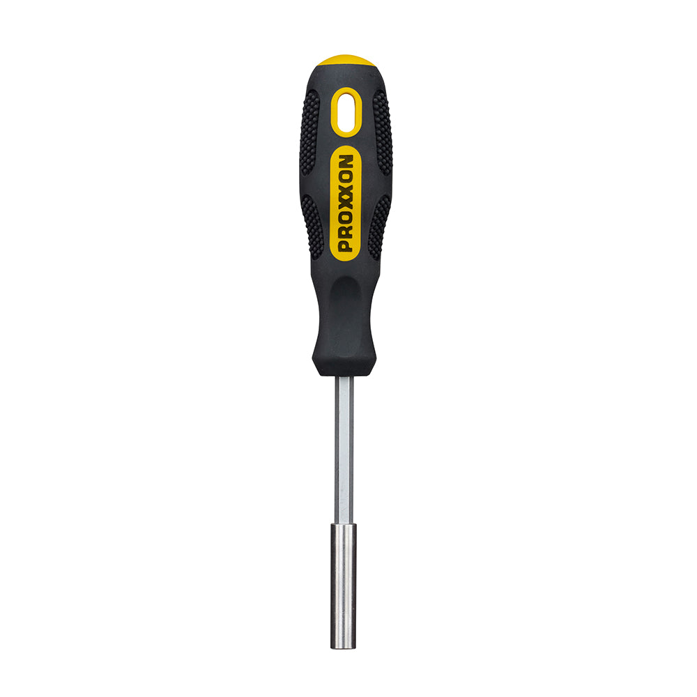 Screwdriver with 1/4" female hex drive and magnetic holder