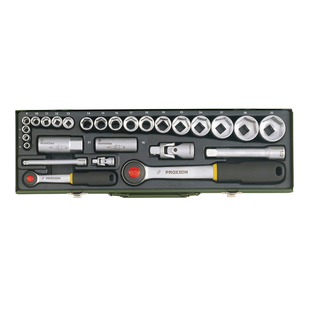 Socket set 1/4" + 1/2" (27-piece)