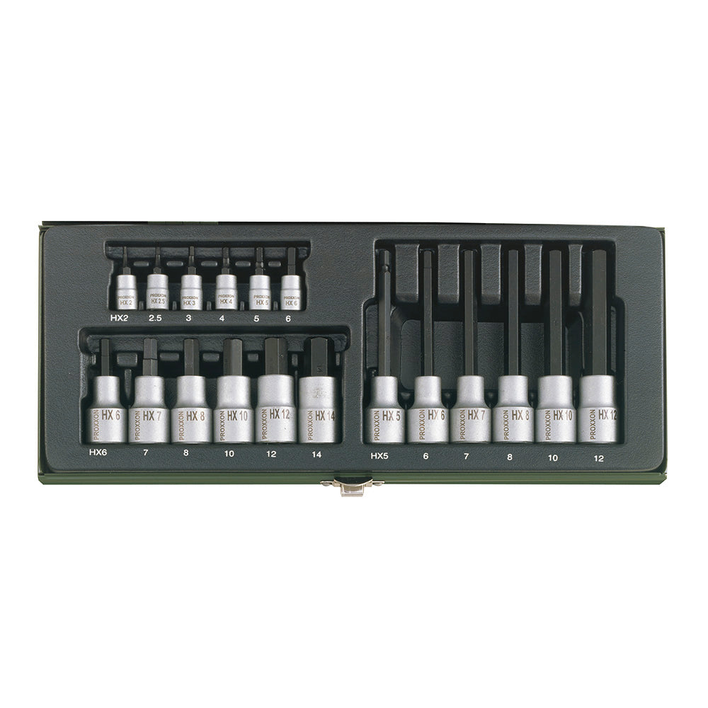 Allen key socket set, 1/4" + 1/2" (18-piece)