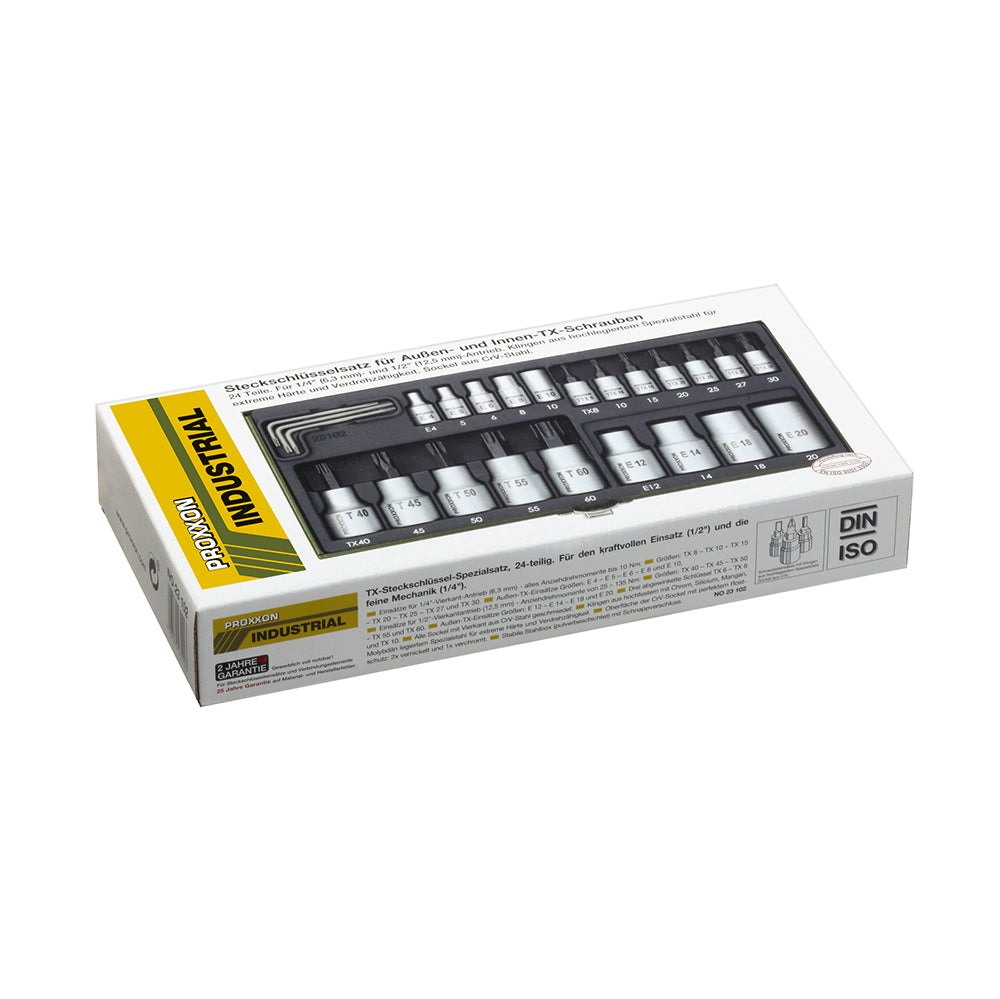 TX socket set, 1/4" + 1/2" (24-piece)