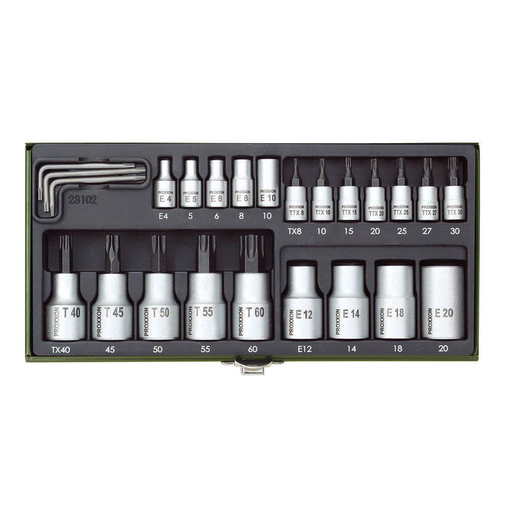TX socket set, 1/4" + 1/2" (24-piece)