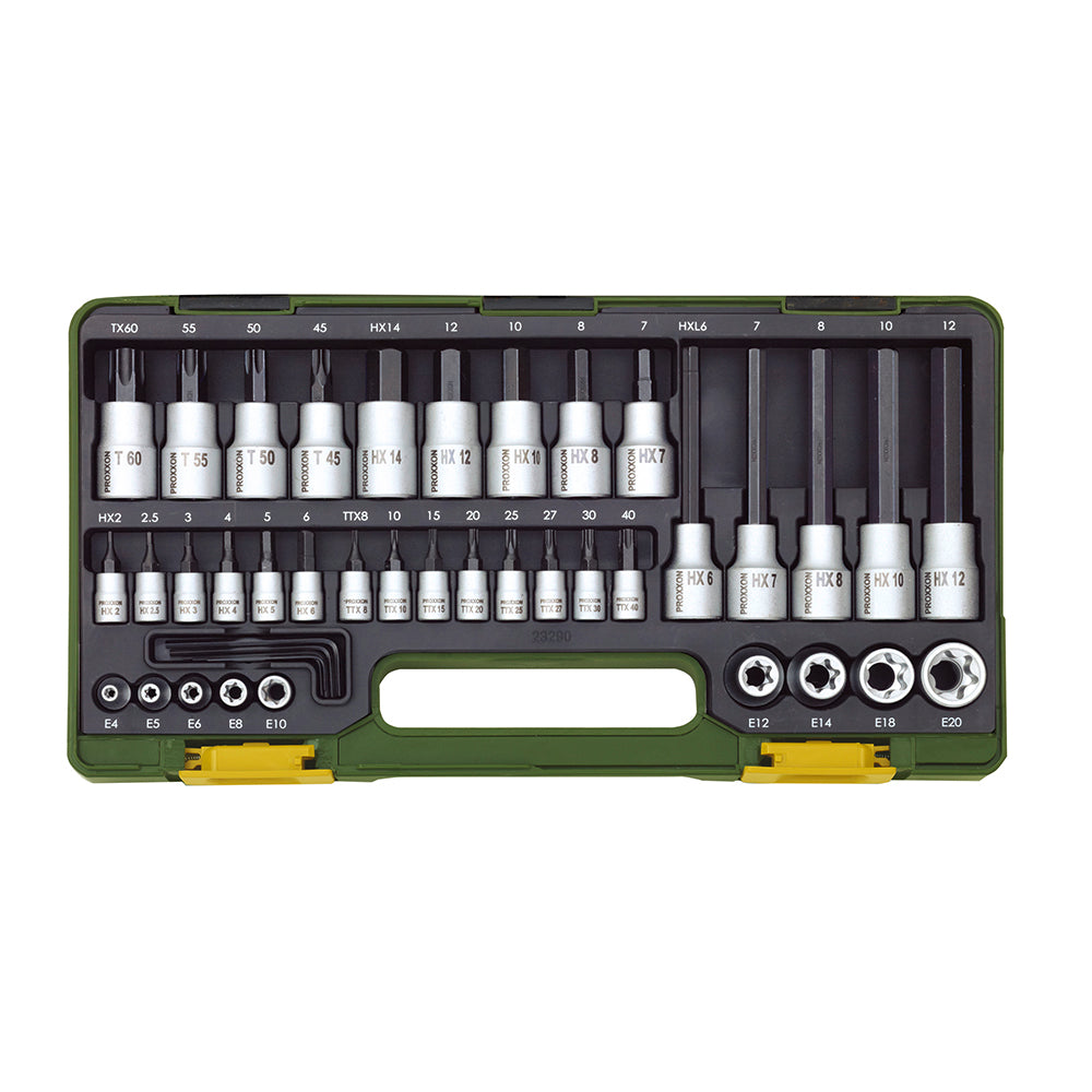 Set with TX + allen sockets, 1/4" + 1/2" (42-piece)