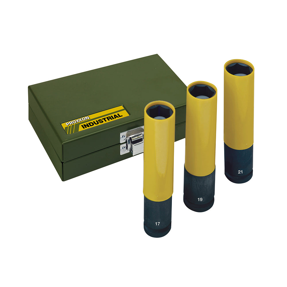 IMPACT-socket set 1/2", 130 mm length (3-piece - 17, 19, 21 mm)