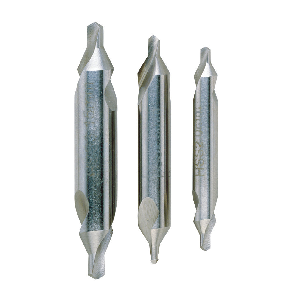 Center drill set, DIN 333, HSS 2.0 - 2.5 - 3.15 mm (3-piece)