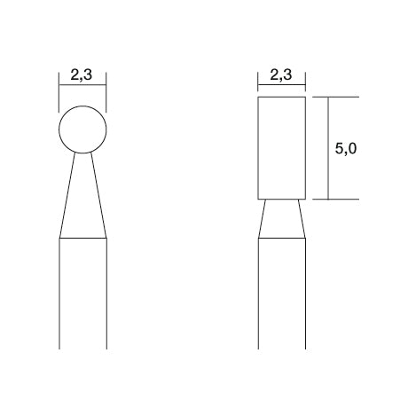 Tungsten carbide millers, cylindrical and ball shape, 2 pcs.