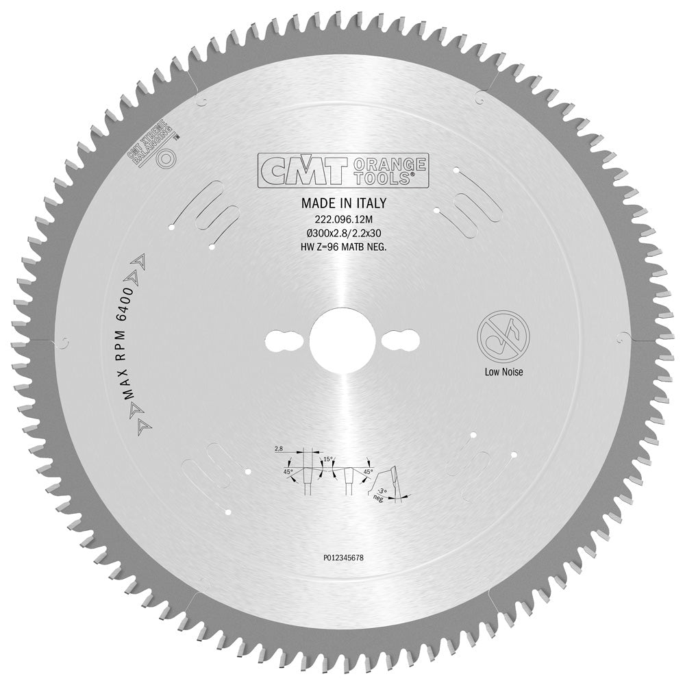 Saw Blade For Plexiglass And Plastics D=300X2.8X30 Z=96 Matb