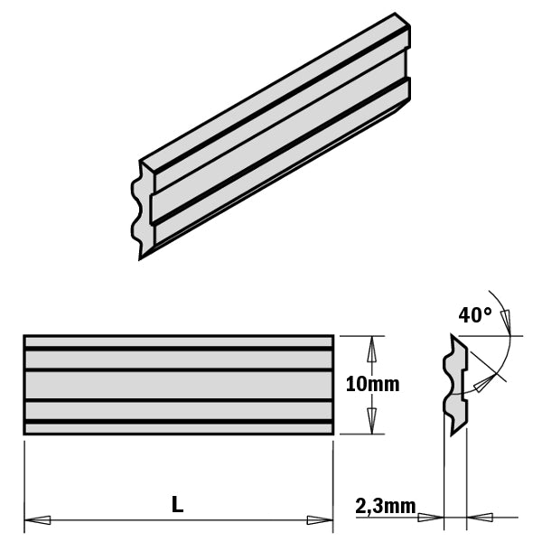2-PIECE HPS PLANER AND JOINTER KNIFE SET FOR TERSA SYSTEMS 180x10x2,3mm