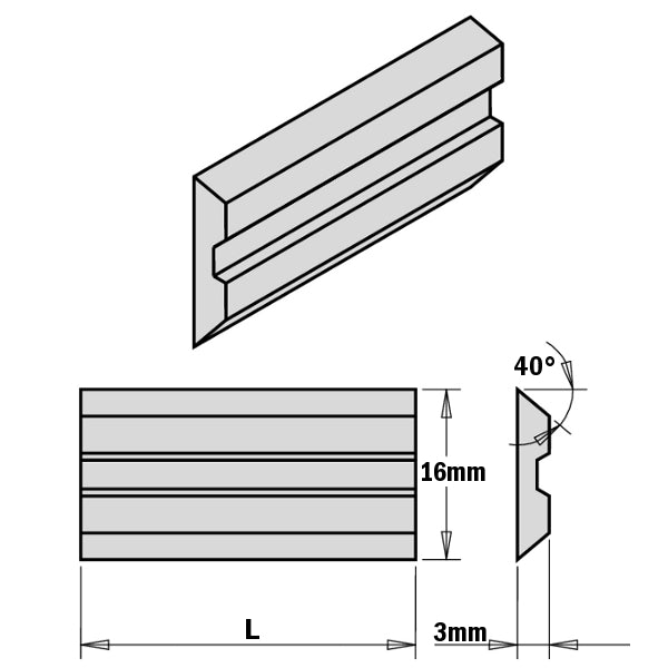 2-PIECE HPS PLANER AND JOINTER KNIFE SET FOR ''CENTROLOCK'' SYST. 180X16X3