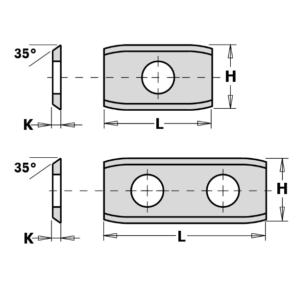 Hw-Hc Octagonal Replaceable Knife (2 Cutting Edges 35?)   30