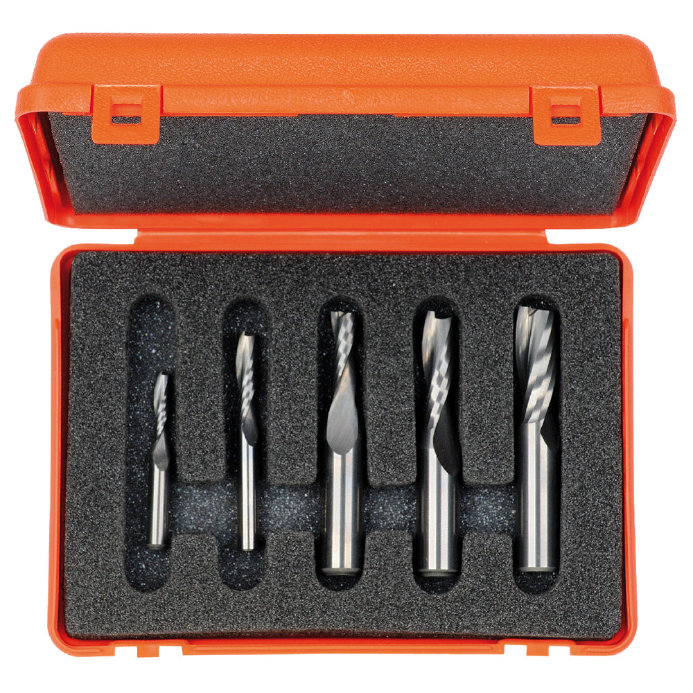 5 PIECE SC DOWNCUT SPIRAL BIT SET Z2 NEG. HWM S=8 D=4/6/8/10/12 RH