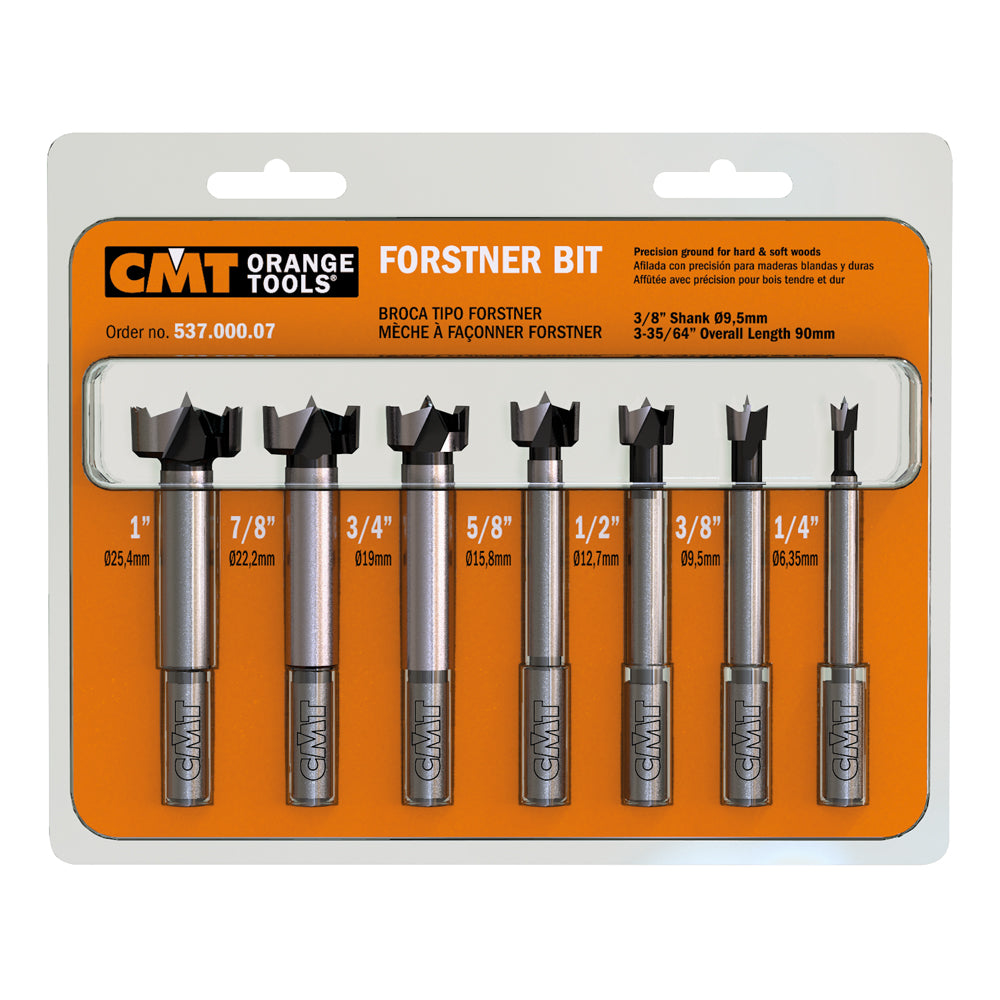 Forstner Bit Set With Case 7-Pce Hl S=3/8' Rh