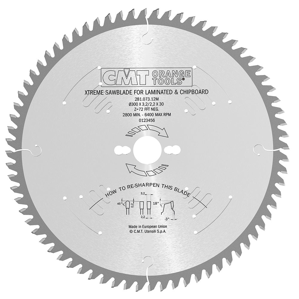 Laminate-Chipboard Saw Blade300X3.2X30 Z72 -6Hwg
