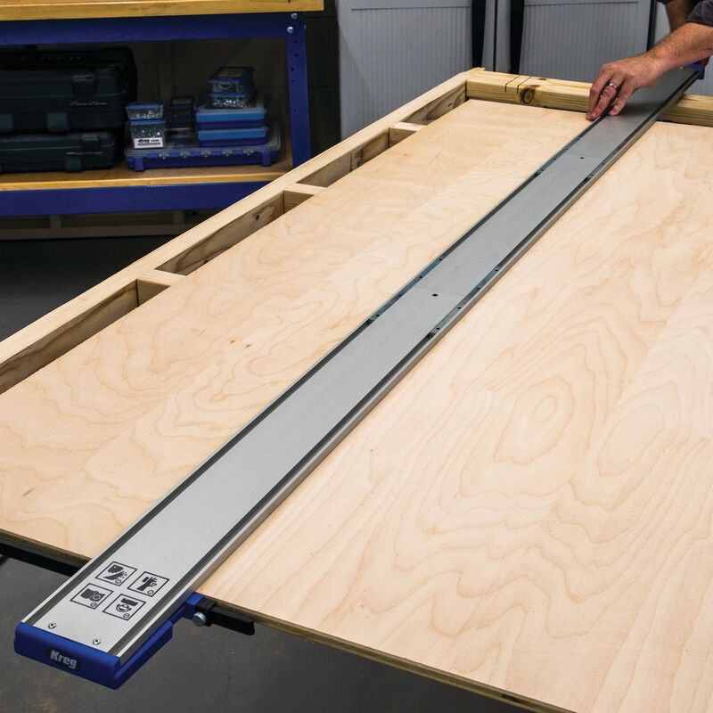 Kreg Heavy Duty Straight Edge Guide Extension Rail - Silver Aluminum - 2-Foot Extension, Multi-Tool Compatible, 6-Foot Material Capacity - Plate Mount - 1 Count