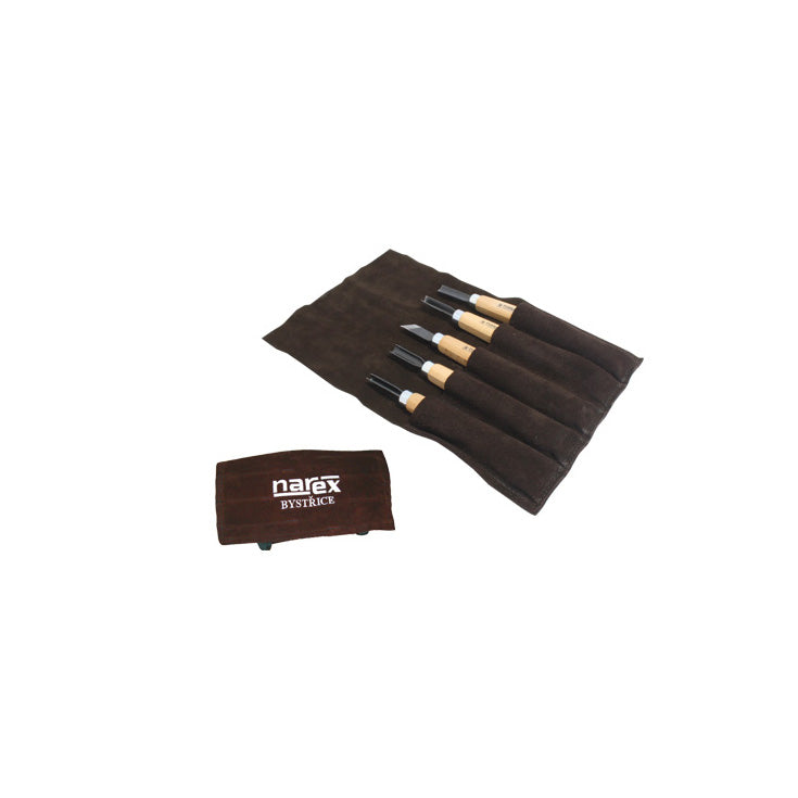 Set of carving chisels START in leather tool roll