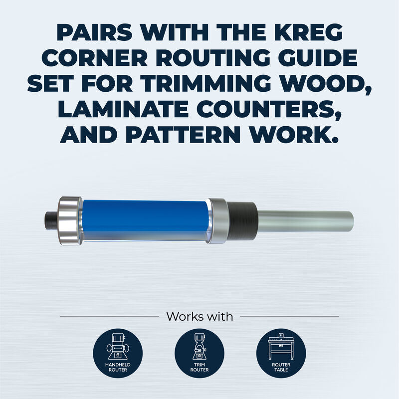 Kreg Flush Trim Bit 1/2" Cut Diameter 28.6mm Cut Length 1/4" Shank