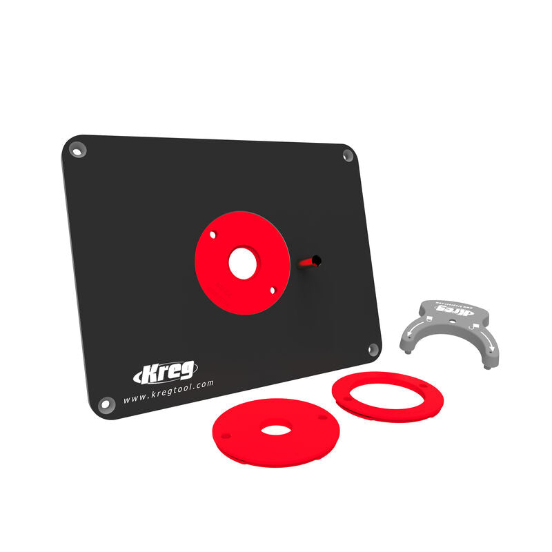 Kreg Tool Insert Plate w/Level-loc Rings (predrilled Triton), Black & Red
