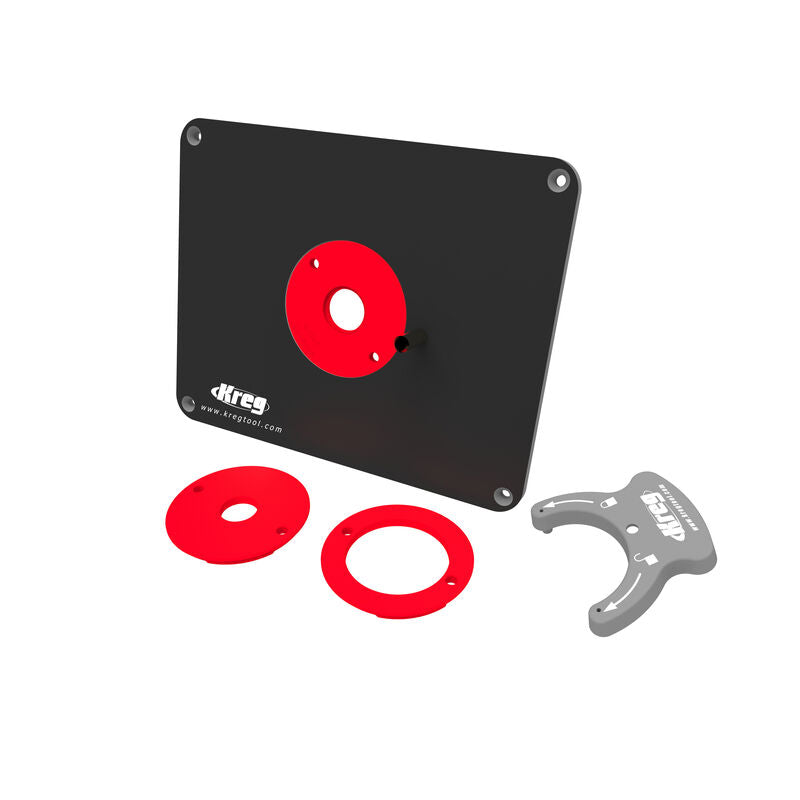 Kreg Tool Insert Plate w/Level-loc Rings (predrilled Triton), Black & Red