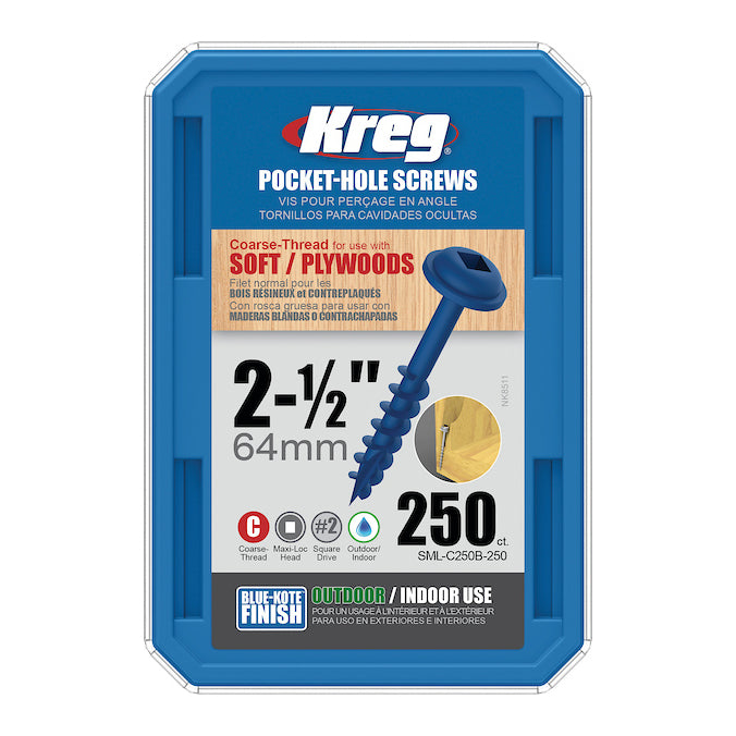 Kreg Blue-Kote WR Pocket Screws - 64mm / 2-1/2"  #8 Crse  Wa