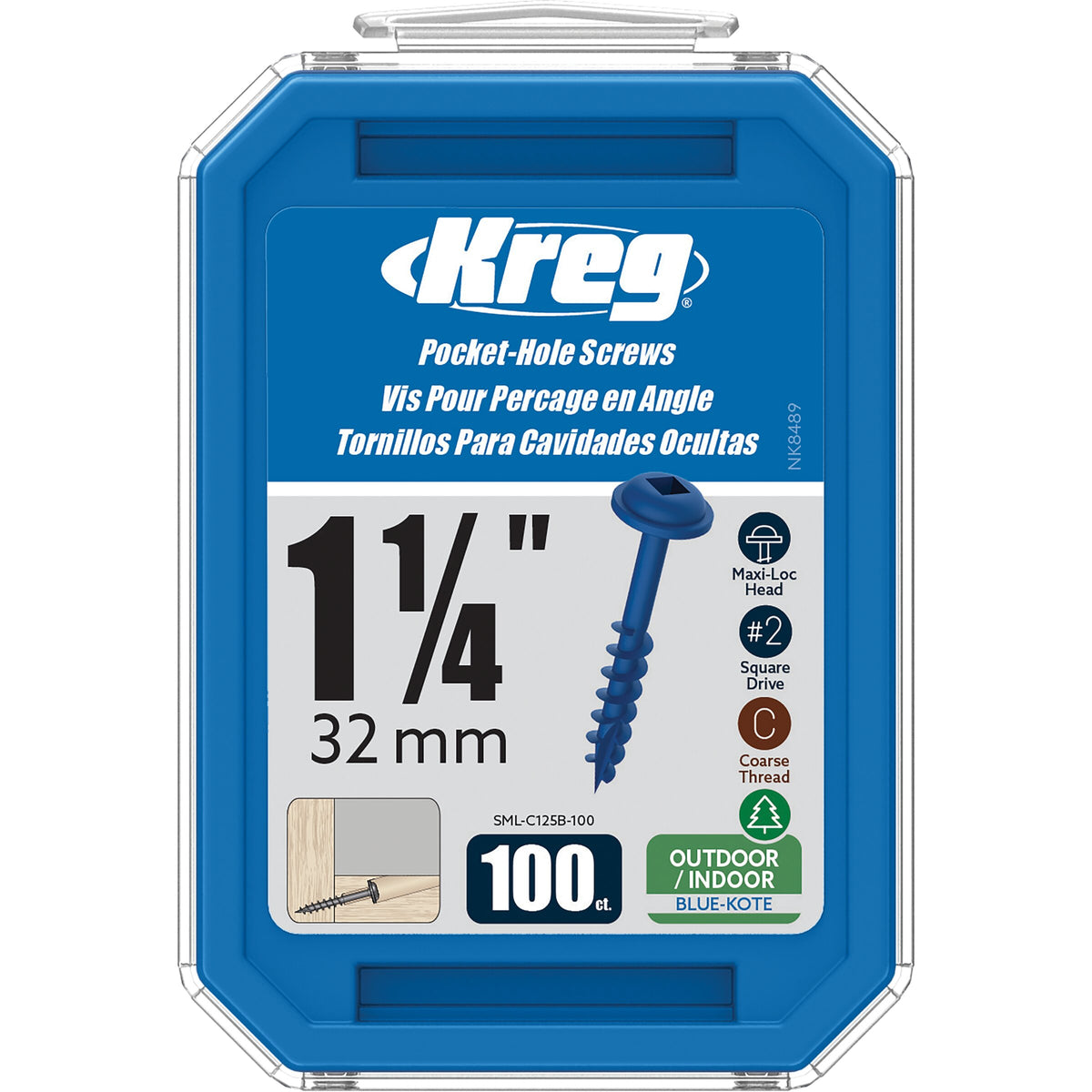 Kreg Blue-Kote WR Pocket Screws - 32mm / 1-1/4"  #8 Crse  Wa