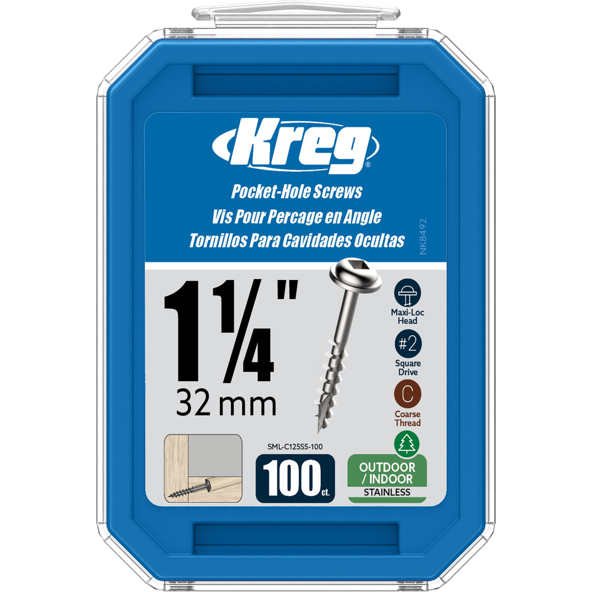 Kreg 305 Stainless Steel Pocket Screws - 32mm / 1-1/4"  #8 C