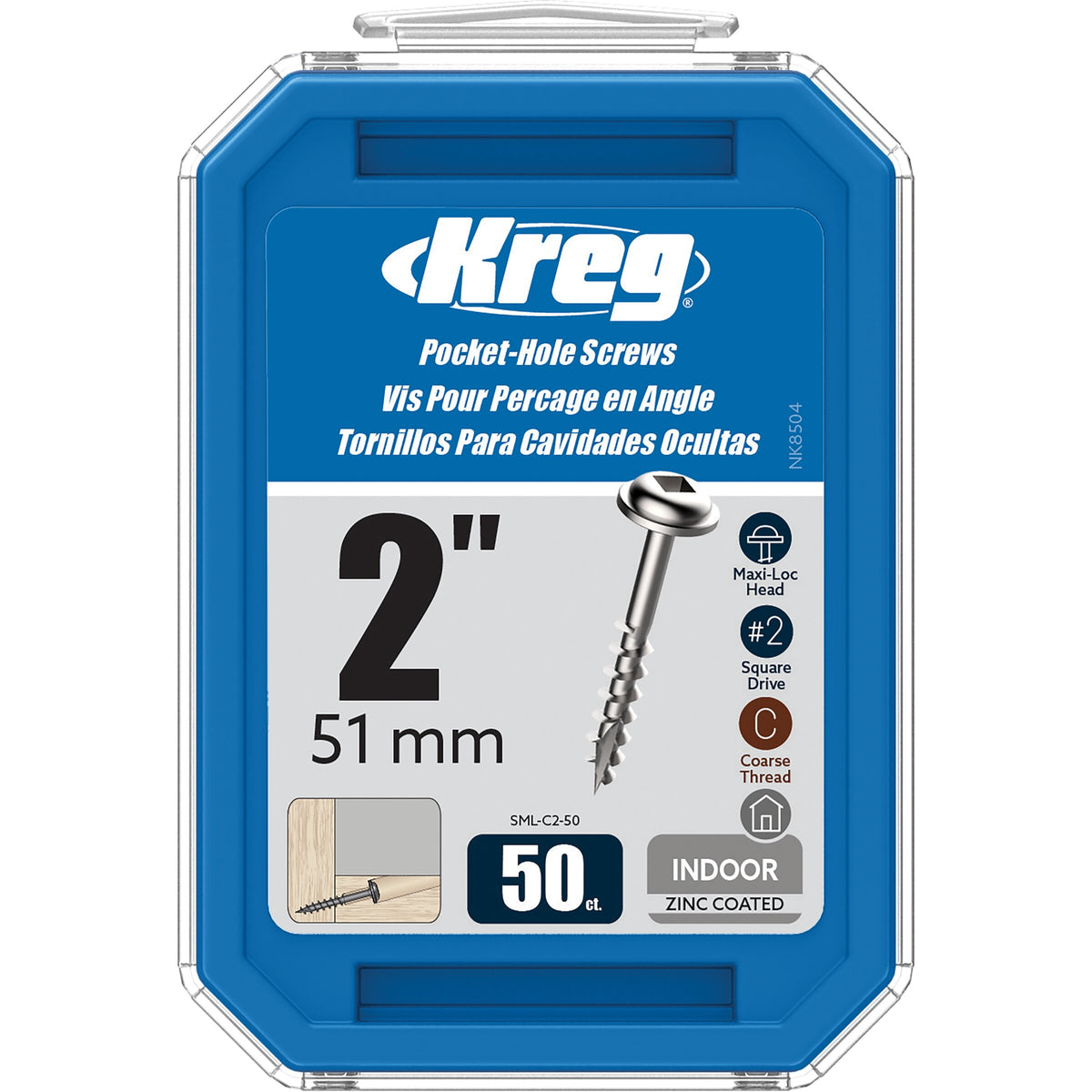 Kreg Pocket Screws - 51mm / 2"  #8 Coarse  Washer-Head  50ct