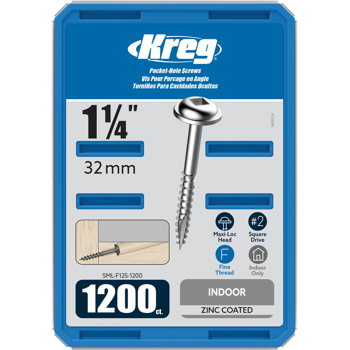 Kreg Pocket Screws - 32mm / 1-1/4"  #7 Fine  Washer-Head  12
