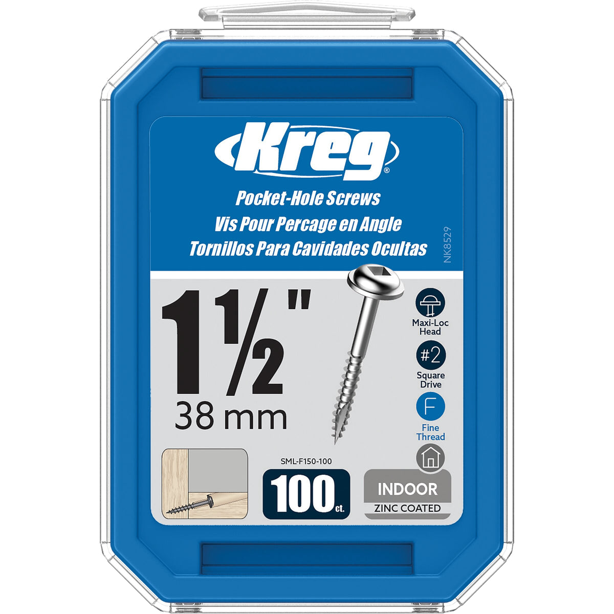 Kreg Pocket Screws - 38mm / 1-1/2"  #7 Fine  Washer-Head  10
