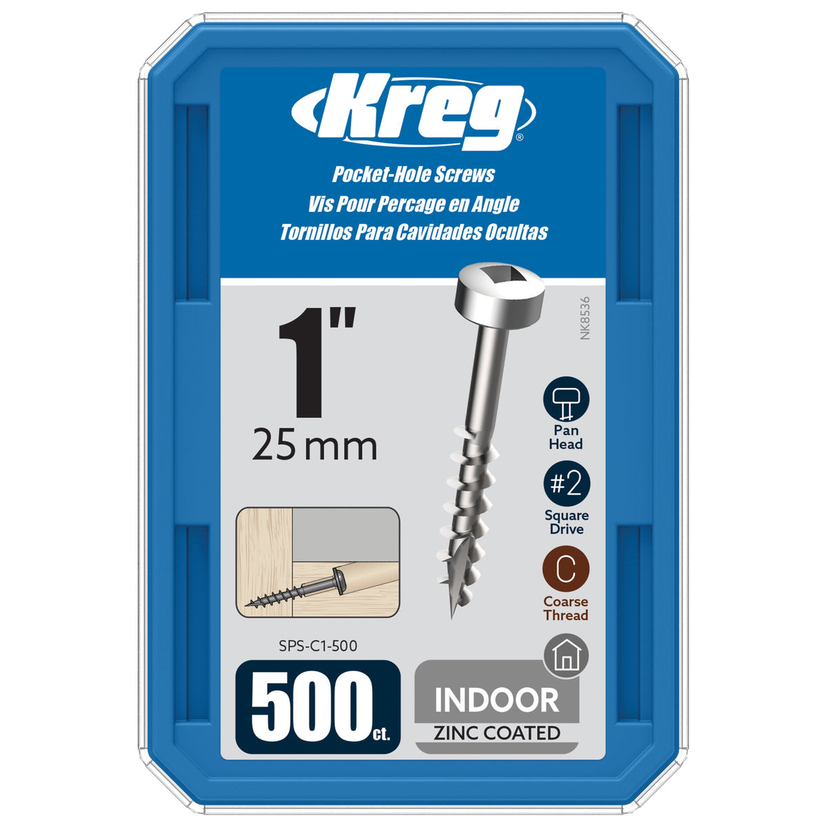 Kreg Pocket Screws - 25mm / 1"  #7 Coarse  Pan-Head  500ct