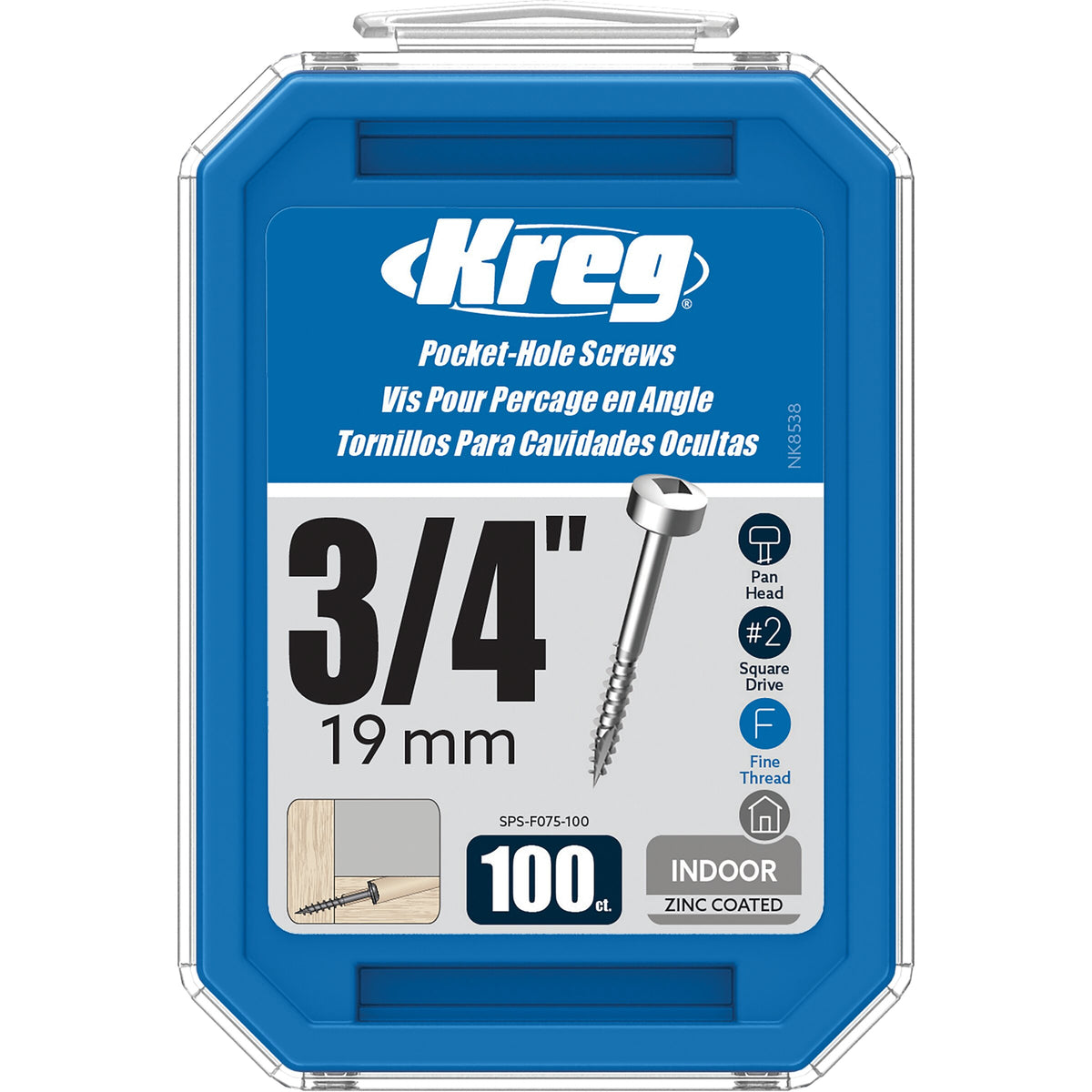Kreg Pocket Screws - 19mm / .75" #6 Fine Pan-Head 100ct