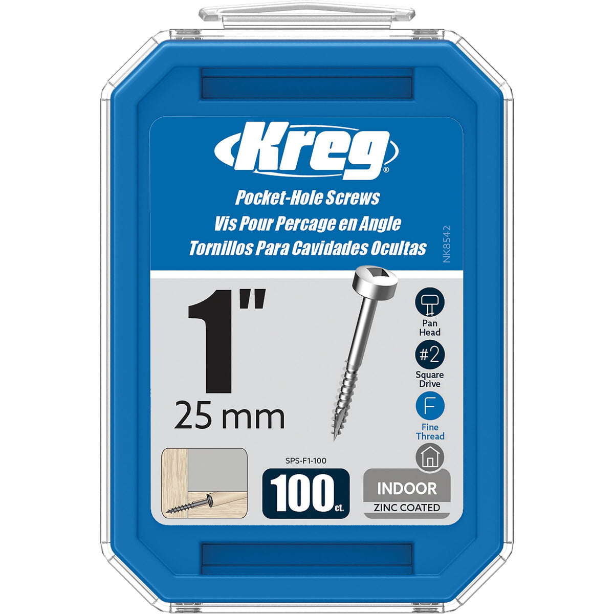 Kreg Pocket Screws - 25mm / 1"  #6 Fine  Pan-Head  100ct